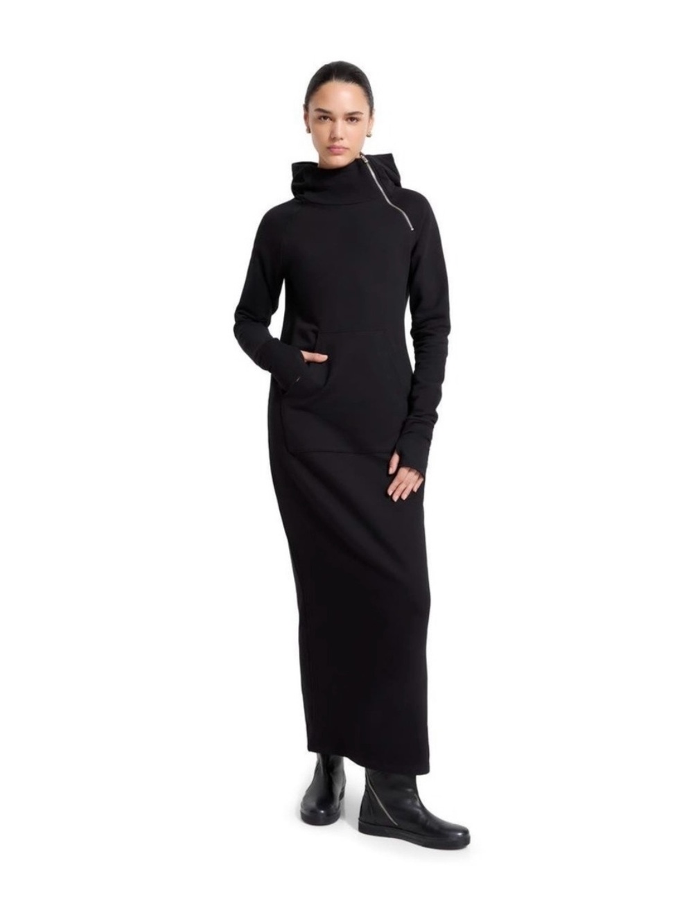 Marcella NYC Tompkins sweatshirt dress w zip neck hoodie front pocket size M